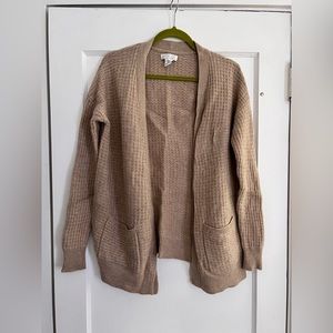 Rachel Zoe Cashmere Tan/Camel Cardigan with pockets Sz Small oversized body fit